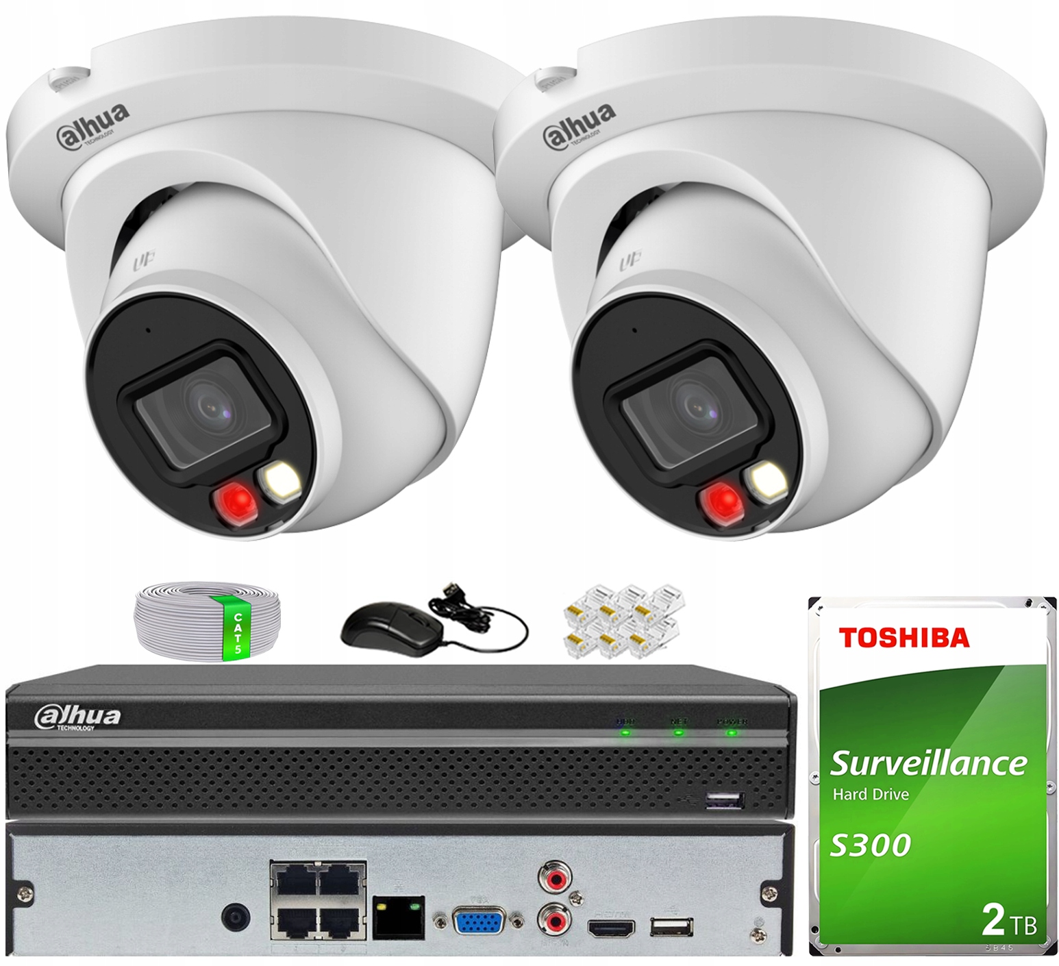 Zestaw monitoringu IP 2x IPC-HDW2849TM-S-IL-0280B 8Mpx Dual Light PoE 2TB