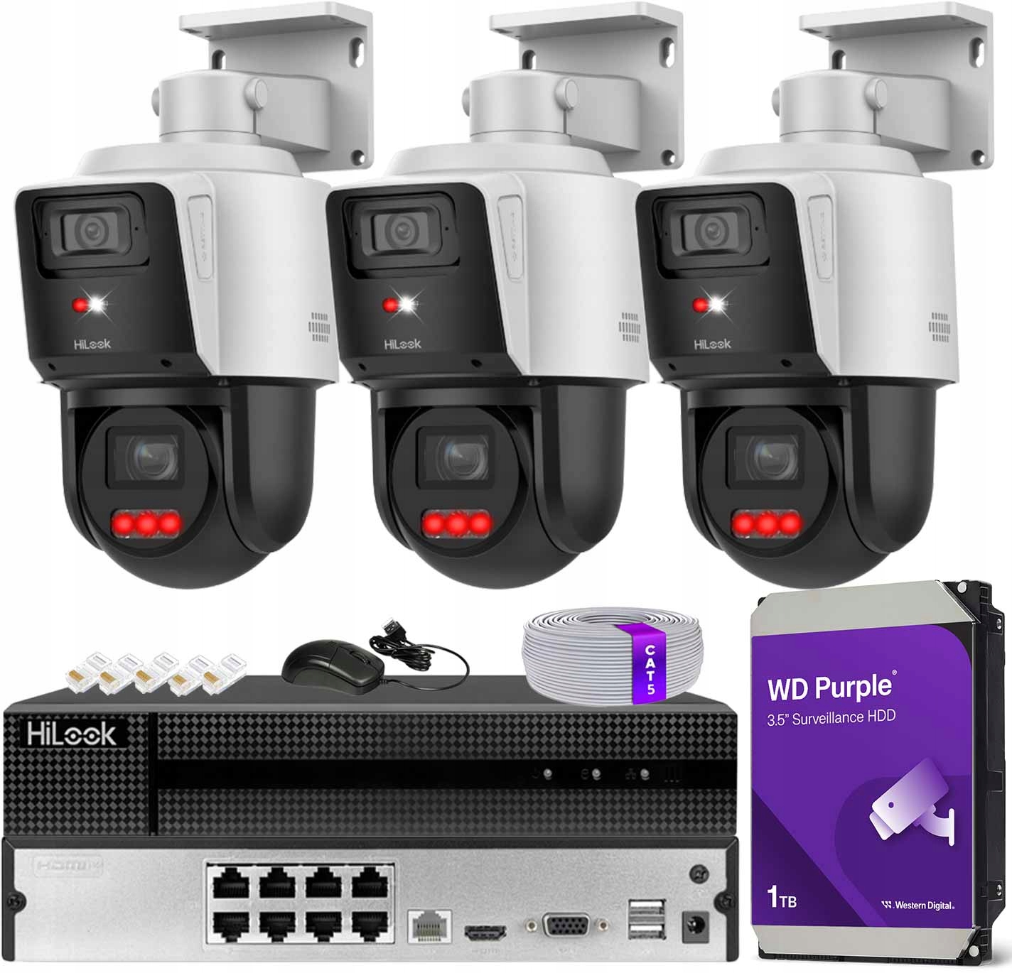 Zestaw do Monitoringu Kamery Obrotowe IP 3x PTZ-D4-PRO HiLook by Hikvision