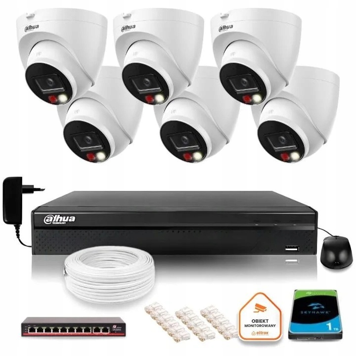 Zestaw monitoringu dom IP 6x IPC-HDW1839T-A-IL-0280B-S6 8MPx IR30m