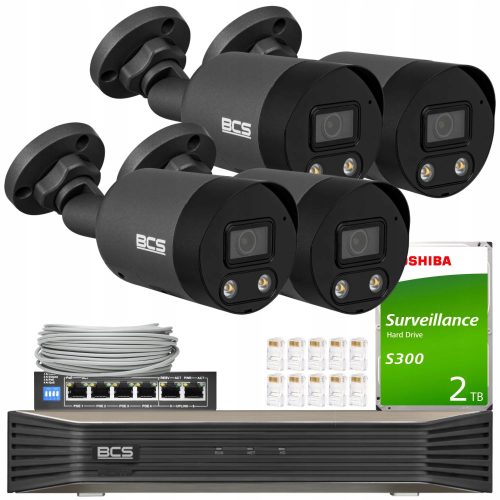 Zestaw monitoringu 4x BCS-P-TIP28FWR3L2-Ai2-G 4K 8...