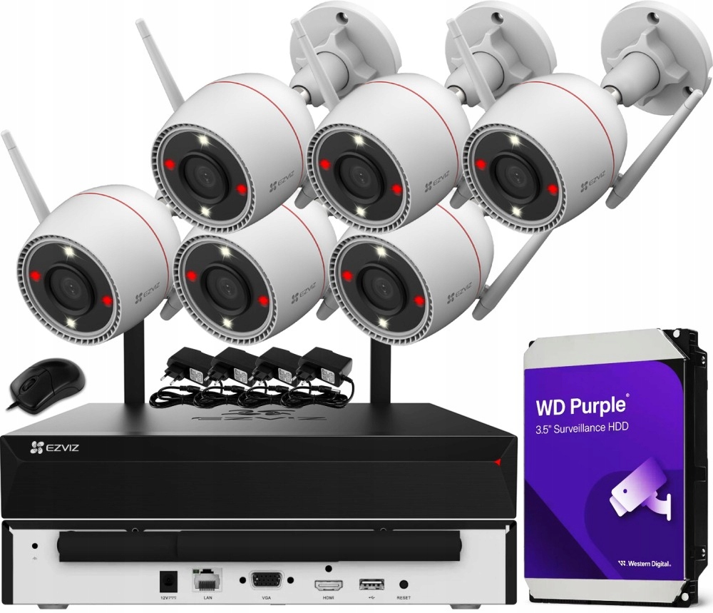 Zestaw do monitoringu dom IP kamera WiFi 6x H3c 3K 5MPx IR 30 m mikrofon