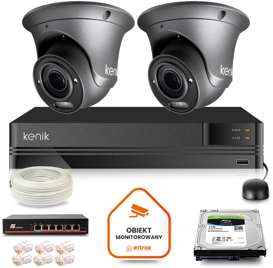 Zestaw monitoringu dom firma IP 2x KG-2160DVFAS-IL-G 2Mpx IR 60m