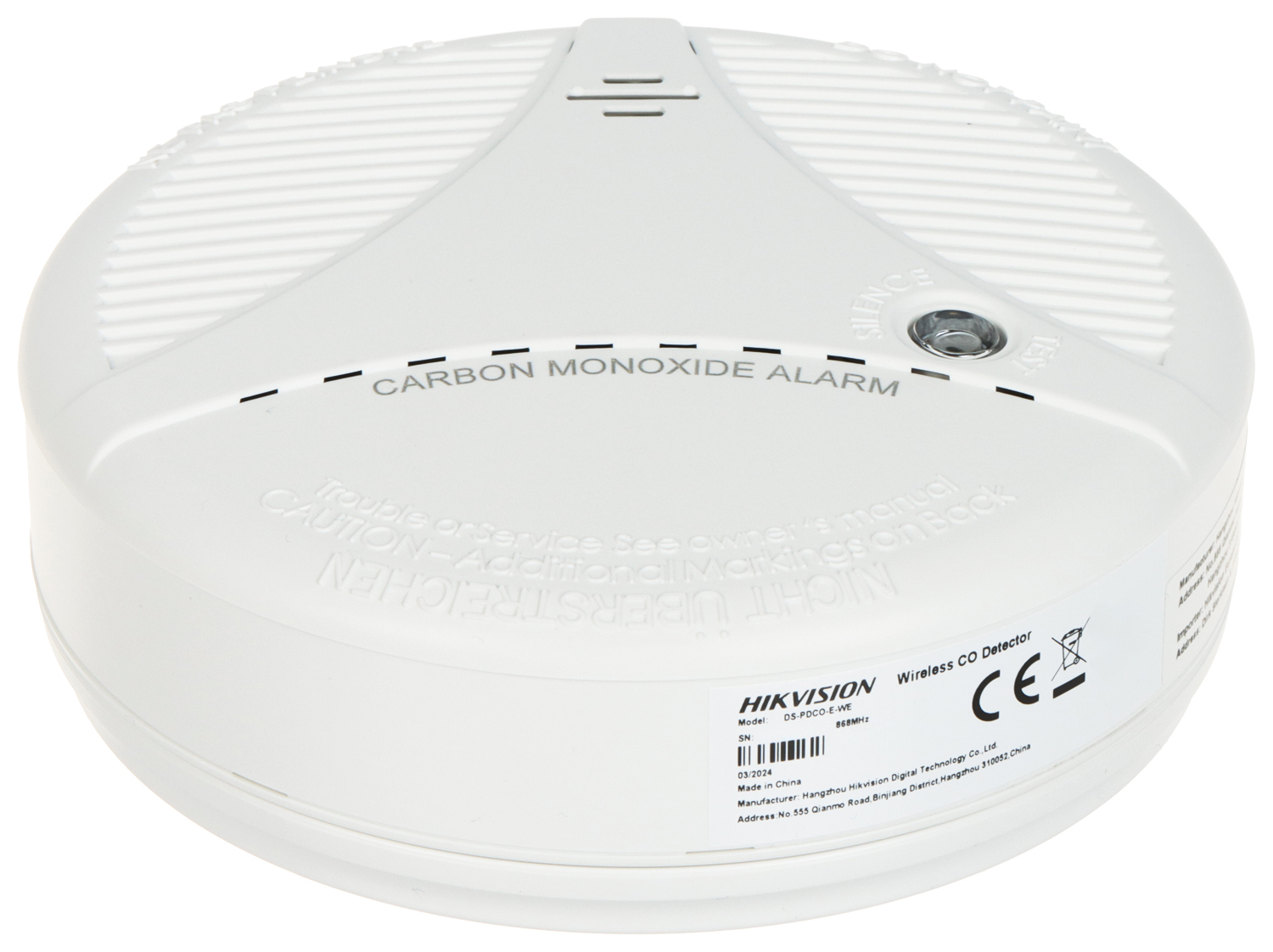 BEZPRZEWODOWA CZUJKA TLENKU WĘGLA (CZADU) AX PRO DS-PDCO-E-WE Hikvision