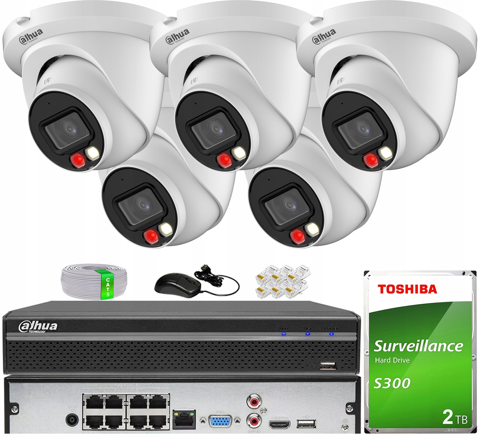 Zestaw do monitoringu IP 5x IPC-HDW2849TM-S-IL-0280B 8Mpx Dual Light 2TB