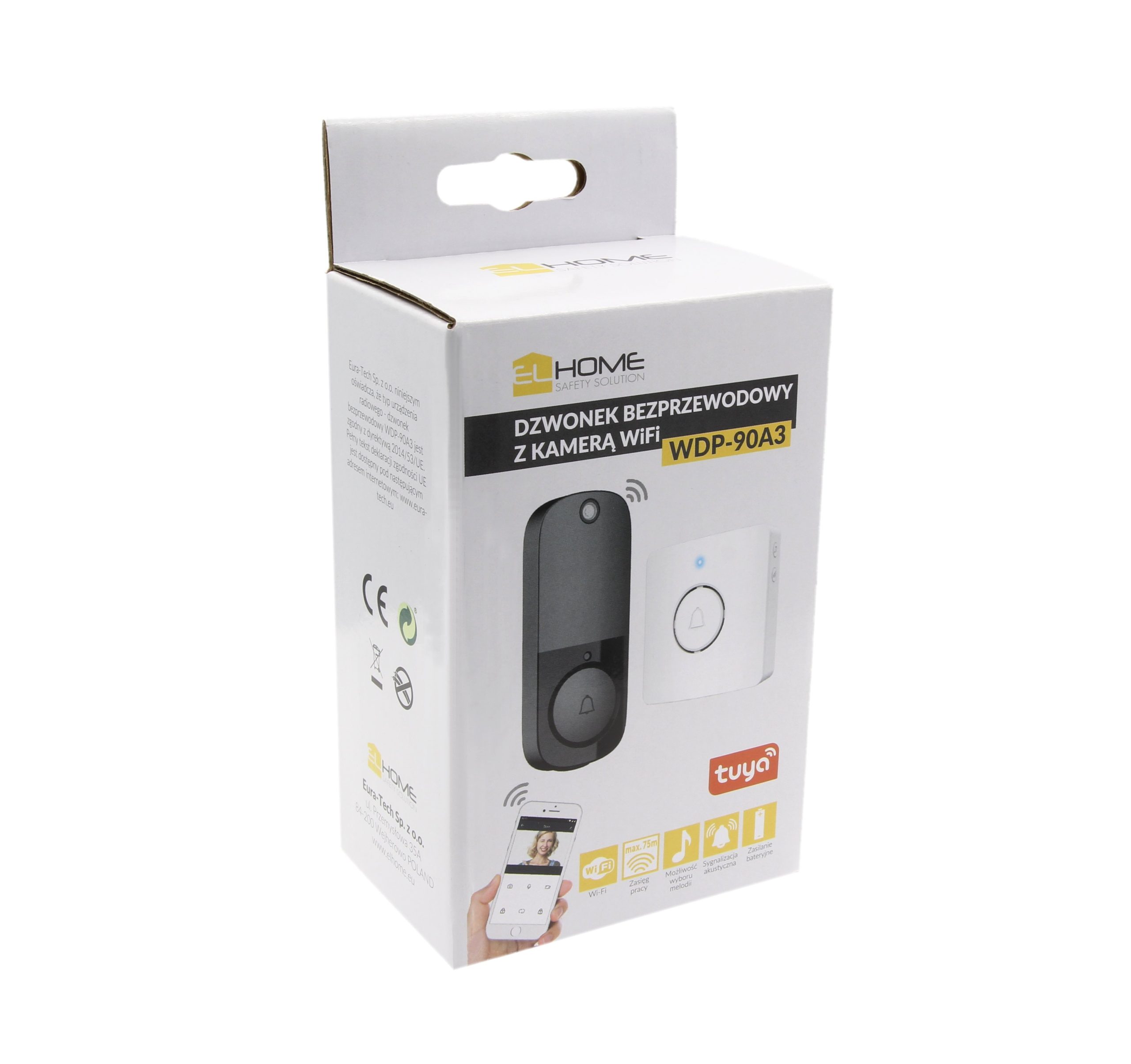 Dzwonek bezprzewodowy WiFi EL HOME WDP-90A3 - biały Tuya - obrazek 12