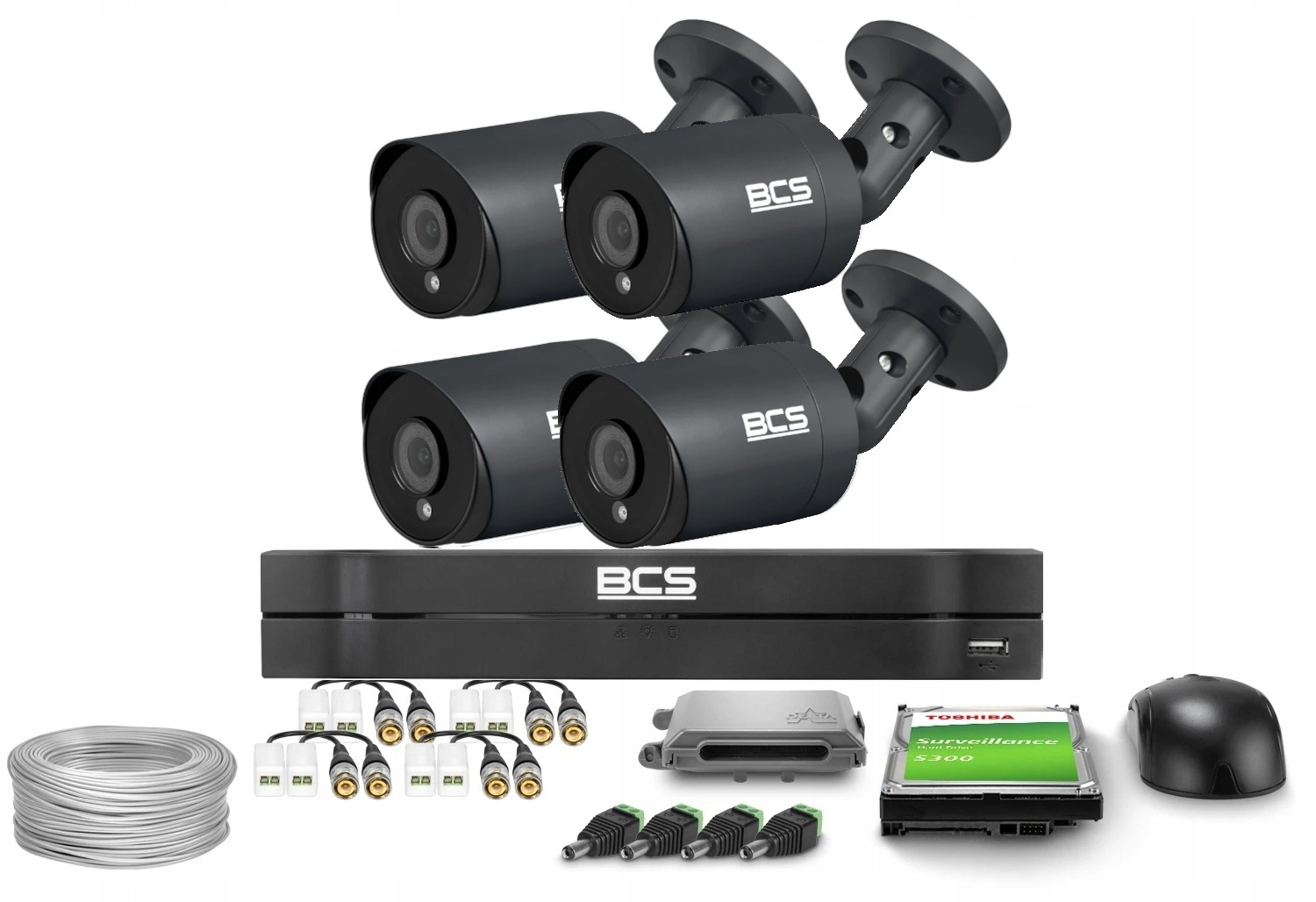 Zestaw do monitoringu AHD 4x BCS-TA25FSR4-G 5Mpx IR 40m mikrofon