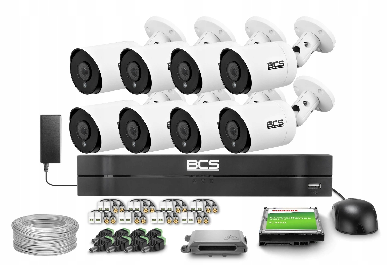 Zestaw do monitoringu AHD 8x BCS-TA25FSR4 5Mpx IR 40m mikrofon 1TB