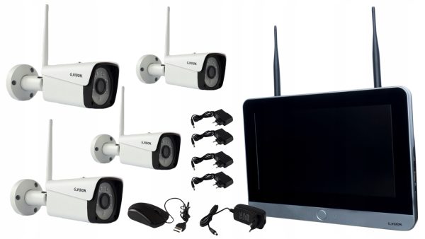 GVISION MONITORING WIFI 4 KAMERY ZESTAW FULL HD Z NAGRYWARKA W MONITORZE