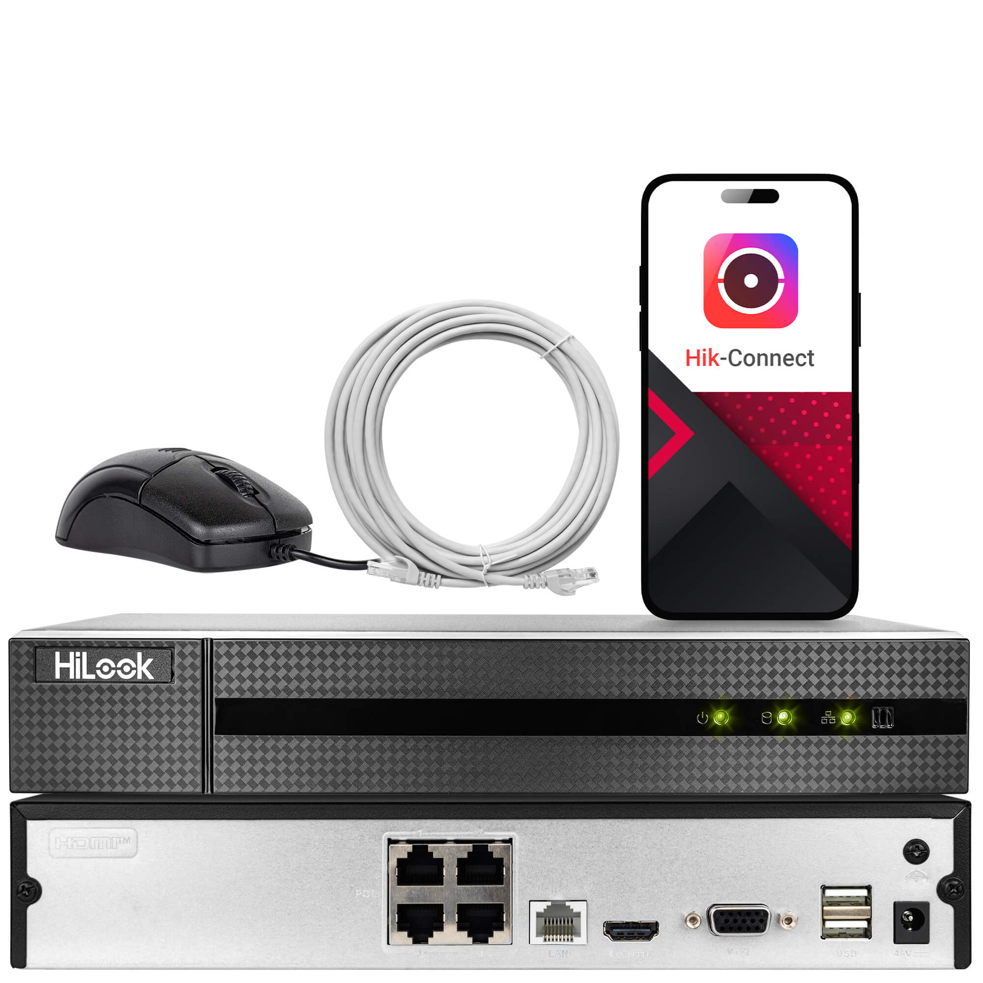 Zestaw do monitoringu HiLook Hikvision 4x IPCAM-B6-30DL, 1x NVR-4CH-5MP/4P, 6Mpx Smart Hybrid-Light 30m - obrazek 3