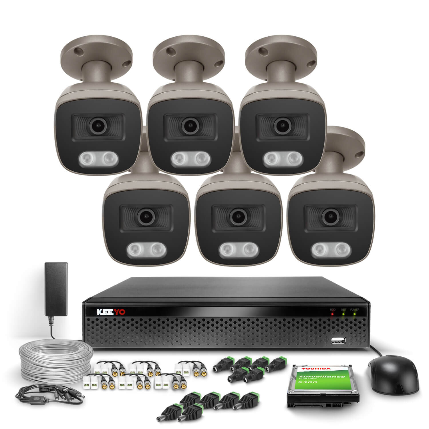 Zestaw do monitoringu 6x LV-E-AL5M25TF-G 5Mpx IR 25m LV-E-XVR-8CH KEEYO