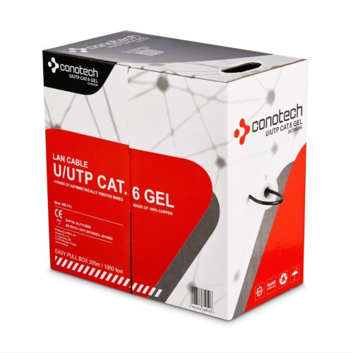 Kabel skrętka CONOTECH czarny żelowany kat.6 100...