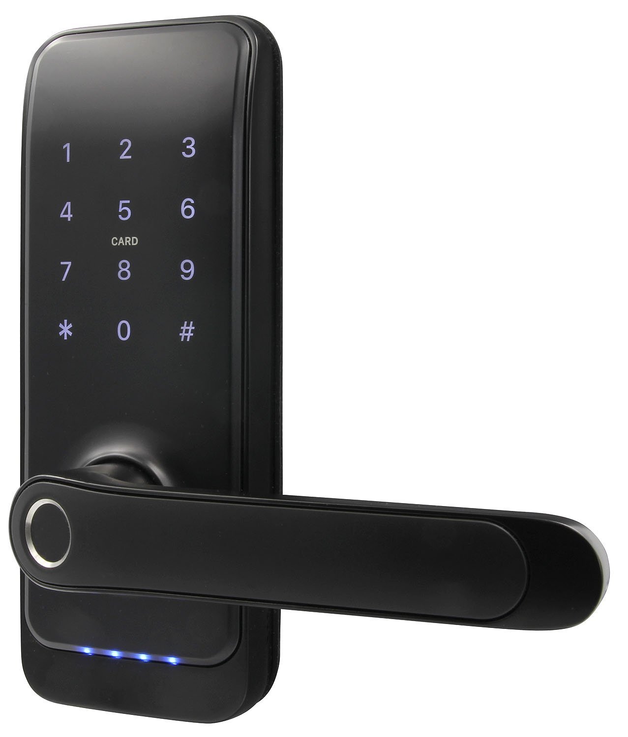 Klamka z kontrolerem dostępu EURA ELH-01H4 - czarna, szyfrator, czytnik Mifare 13,56 MHz, czytnik biometryczny, IP55, App TTLock/ TTHotel - obrazek 2