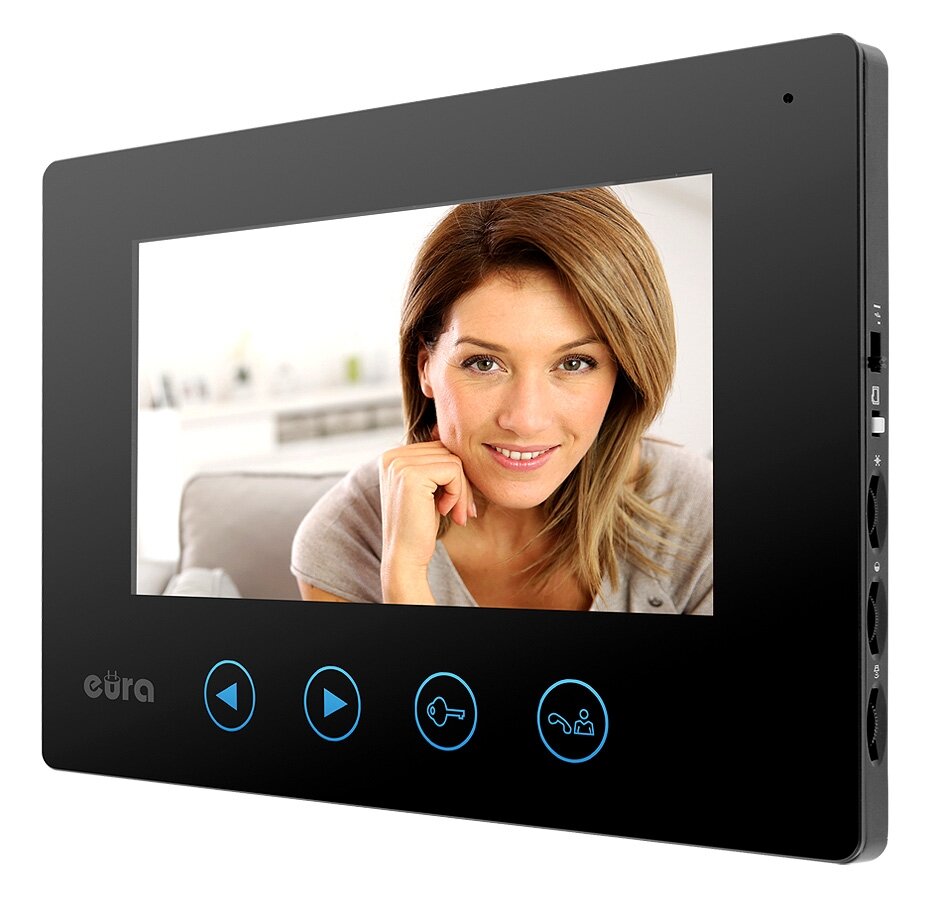 Monitor EURA VDA-06A3 EURA CONNECT czarny ekran 7'' pamięć wewnętrzna otwieranie 2 wyjść