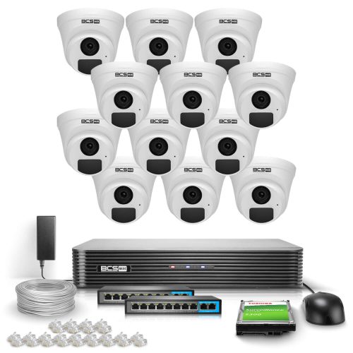 Monitoring IP 5Mpx BCS Basic 2K+ 1TB H265 12x BCS-...