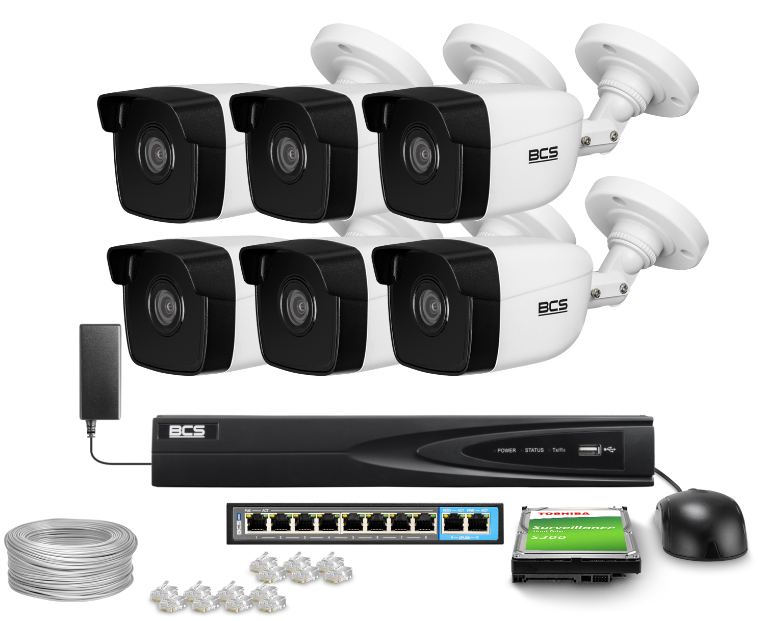 BCS View Zestaw monitoringu 6x kamera BCS-V-TIP14FWR3 4Mpx IR 30m, Funkcje inteligentne
