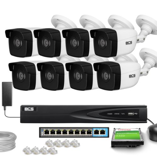 BCS View Zestaw monitoringu 8x kamera  BCS-V-TIP14...