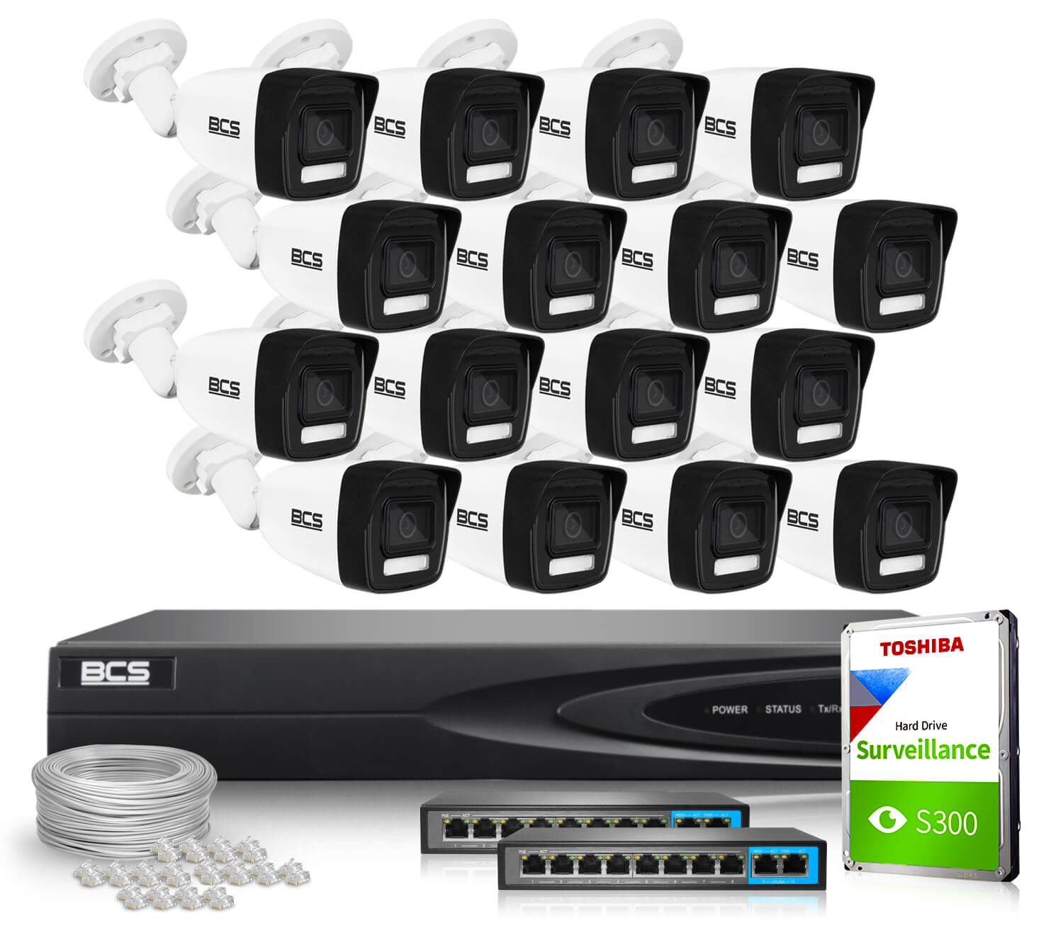 Monitoring IP BCS View 5Mpx 1TB H265 16x BCS-V-TIP16FSR3L3(2) 2.8mm IR 30m