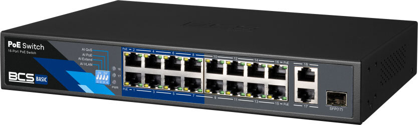 Rejestrator 16 portowy BCS-B-SP1602G-1SFP PoE 100Mbps