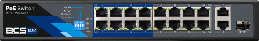 Rejestrator 16 portowy BCS-B-SP1602G-1SFP PoE 100Mbps - obrazek 2