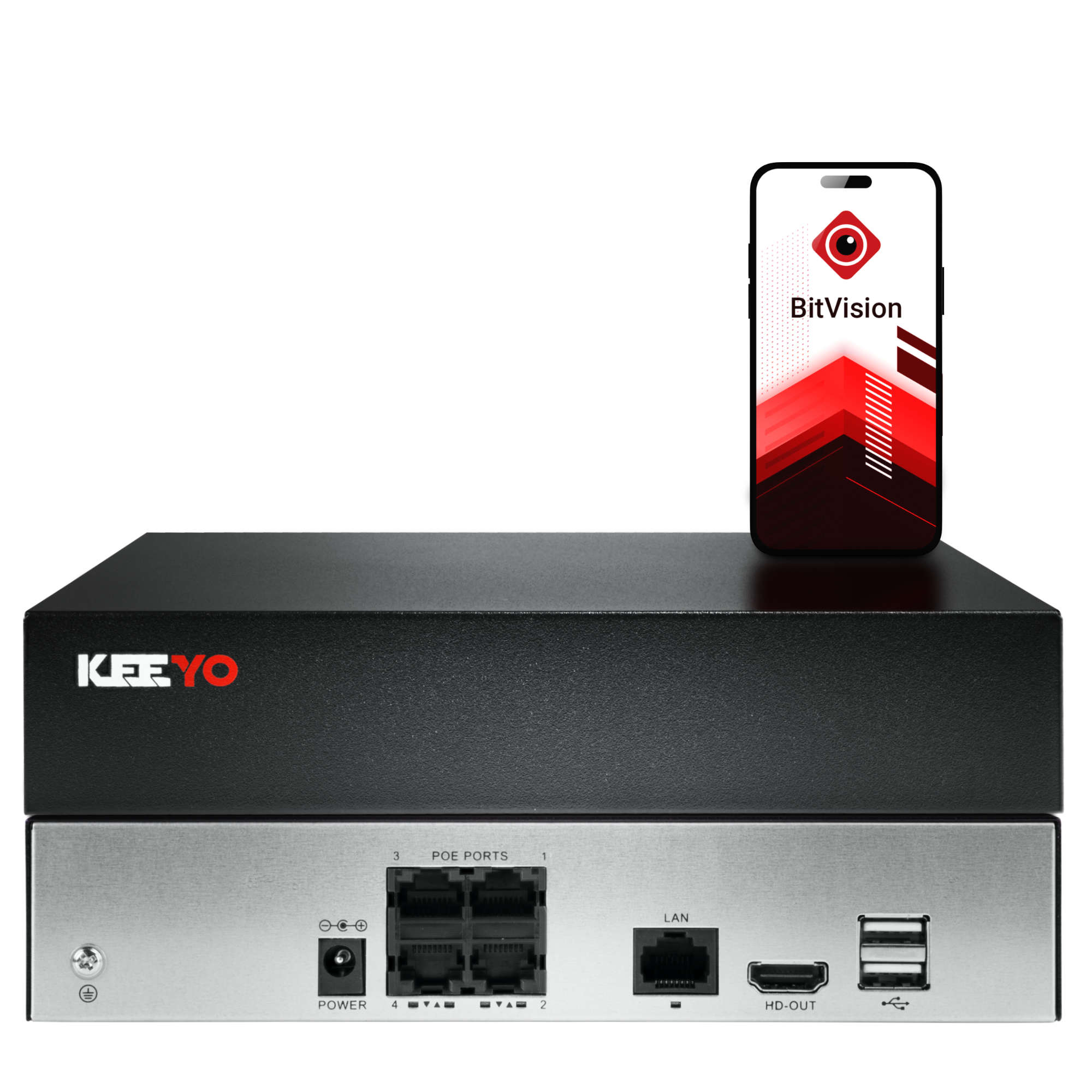 Rejestrator sieciowy KEEYO LV-V-NVR-9CH-4P-E 9 kanałowy 4x PoE