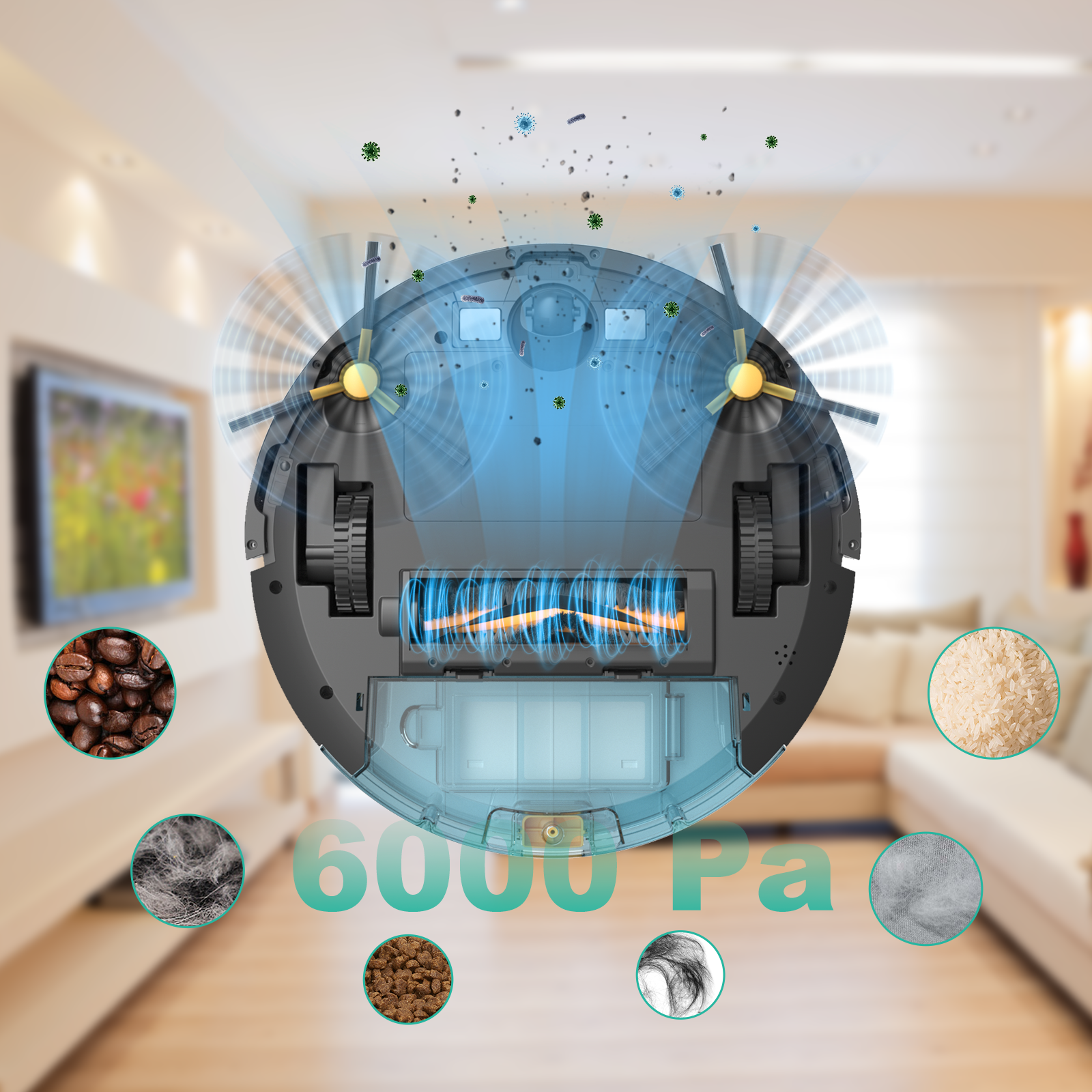 Robot sprzątający z funkcją mopowania M2 | Bezprzewodowy | 3w1 | odkurzanie | zamiatanie | zmywanie - obrazek 3