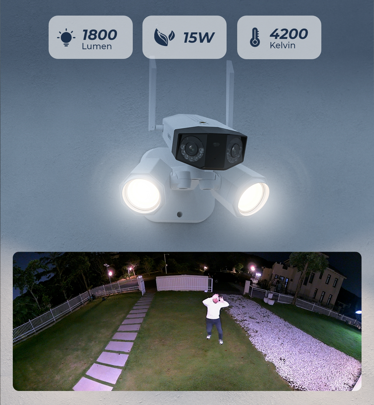Kamera Reolink DUO 2 floodlight POE 4K 8 Mp | kąt widzenia 180 stopni | Detekcja osób pojazdów zwierząt | Lampy led - obrazek 5