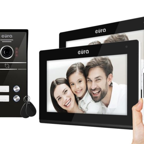 Wideodomofon EURA VDP-82C5 dwurodzinny czarny 2x L...