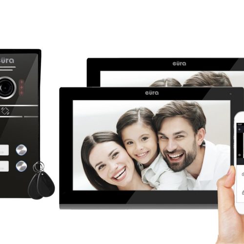Wideodomofon EURA VDP-82C5 dwurodzinny czarny 2x L...