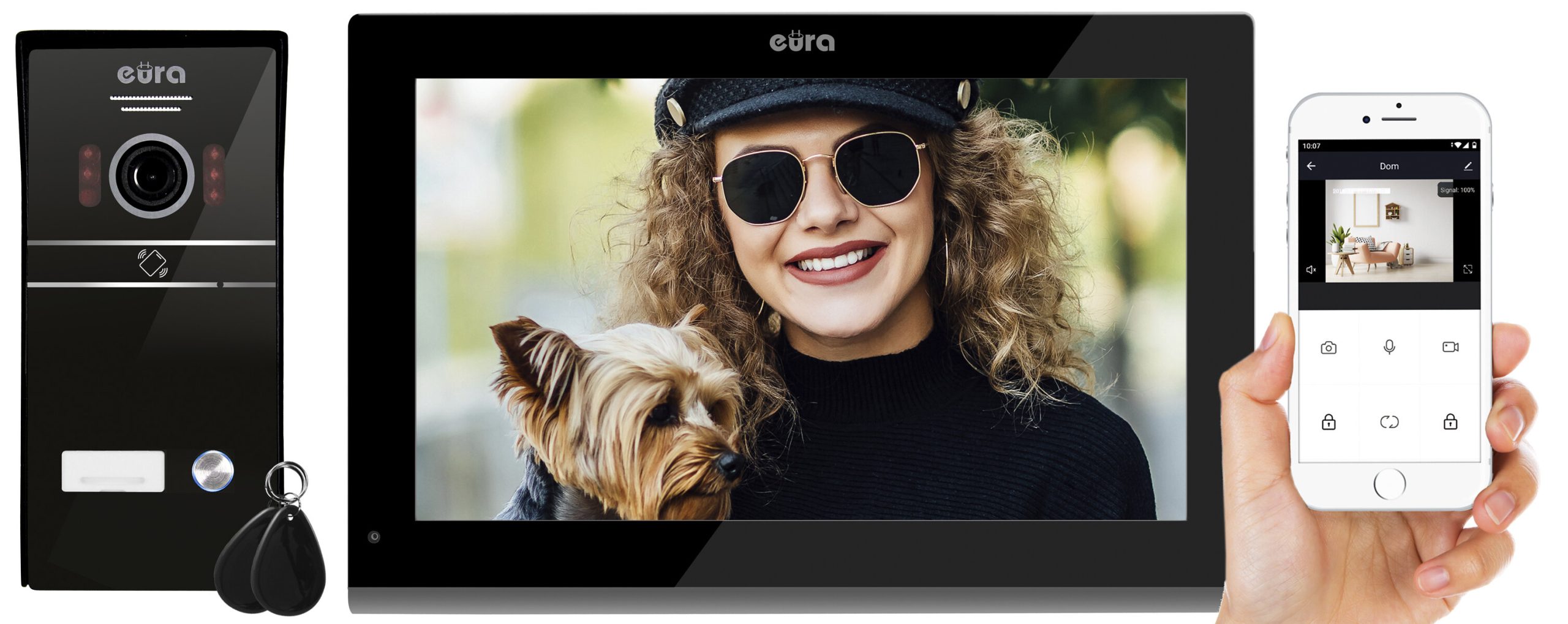 Wideodomofon EURA VDP-98C5 czarny, dotykowy, LCD 10'', AHD, WiFi, Pamięć, Aplikacja