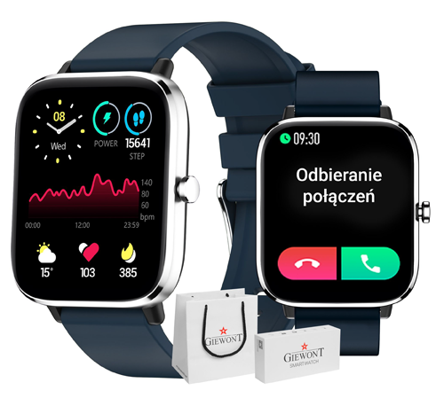 Smartwatch Giewont GW230-4 Tarcza Srebrna Granatow...