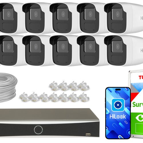 Zestaw do monitoringu 10x IPCAM-B4-50IR 1x DS-7616...