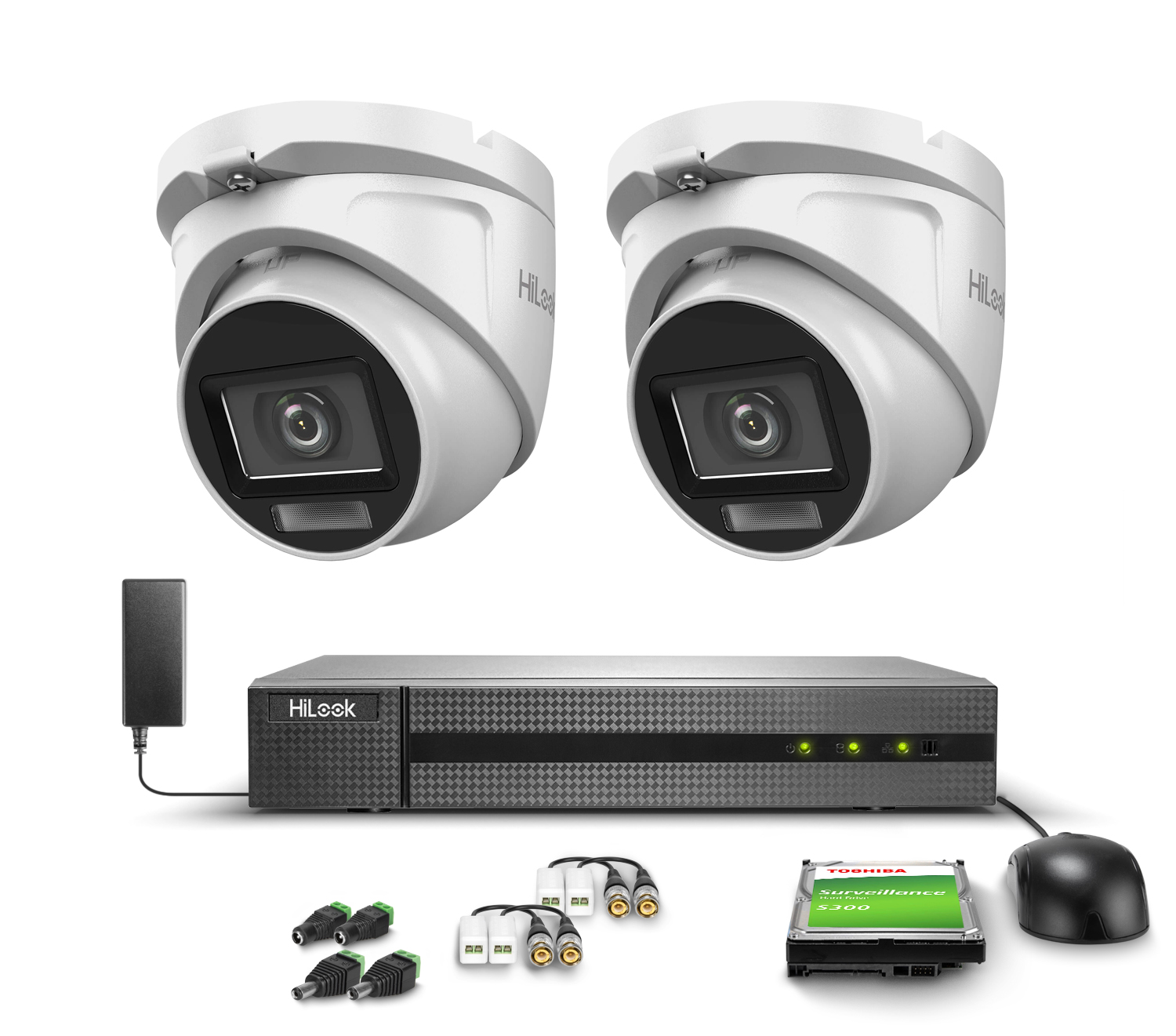 Zestaw do monitoringu 2x TVICAM-T2M-20DL, DVR-4CH-4MP HiLook by Hikvision