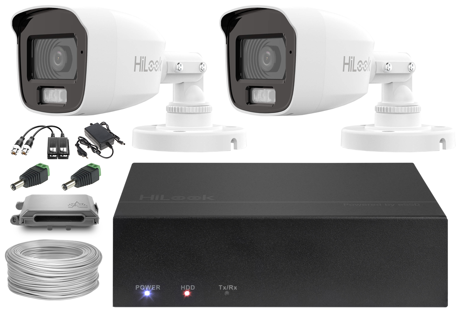 Zestaw do monitoringu 2x TVICAM-B2M-20DL, SSD-DVR-2MP Full HD HiLook by Hikvision