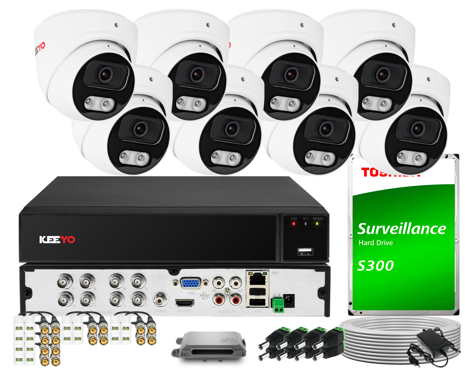 Zestaw do monitoringu 4w1 KEEYO 8x LV-E-AL8M25DF-B 8Mpx, IR 25m