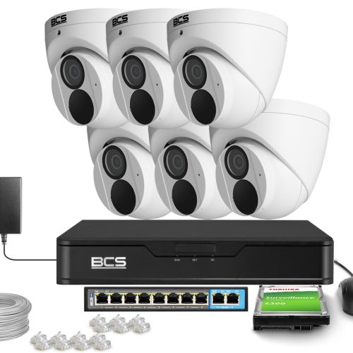 Zestaw do monitoringu 6x BCS-P-EIP28FWR3-AI2 8Mpx,...