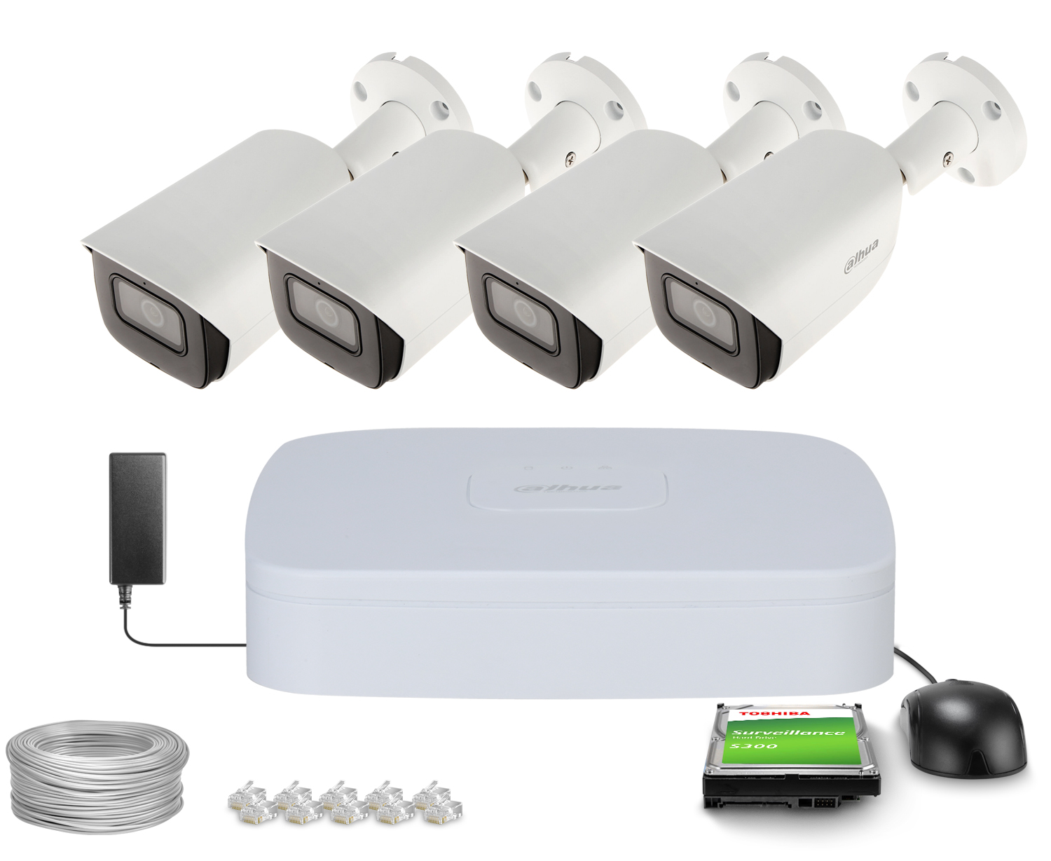 Zestaw do monitoringu 4x IPC-HFW3541E-AS-0360B-S2 5Mpx IR 50m Dahua