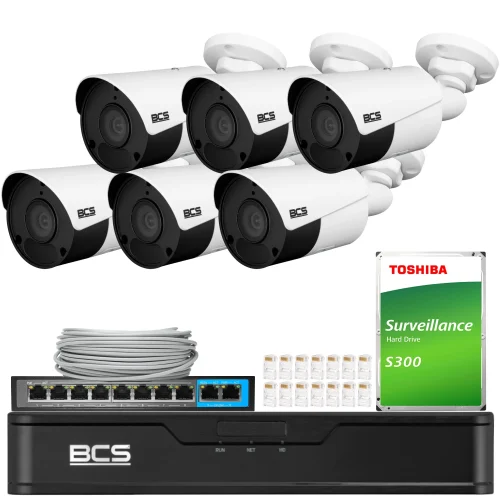 Zestaw monitoringu 6 kamer 5Mpx BCS-P-TIP15FSR5 IR...