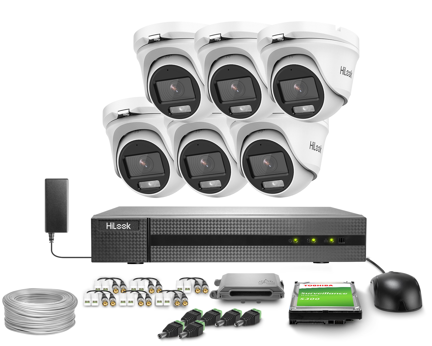 Zestaw do monitoringu 6x TVICAM-T2M-20DL, DVR-208Q-M1 HiLook by Hikvision