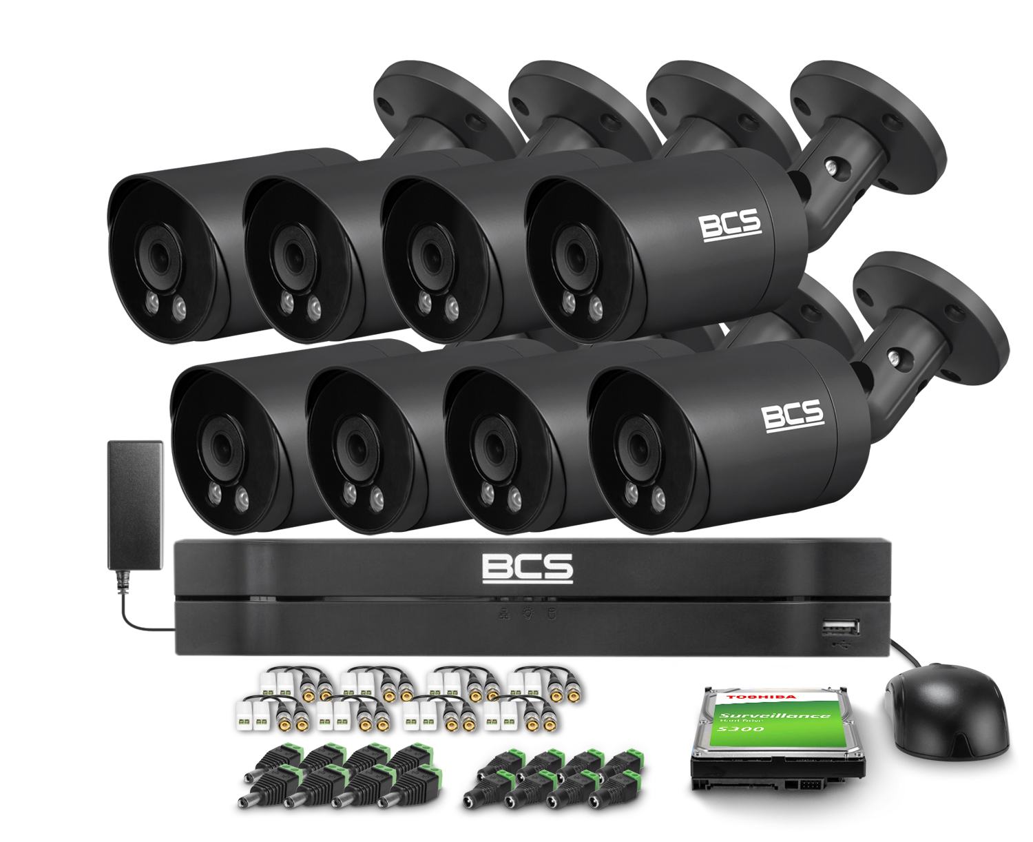 Zestaw do monitoringu 8x BCS-TA15FR4-G 5Mpx, 0.05Lux, 3.6 mm, H: 100°