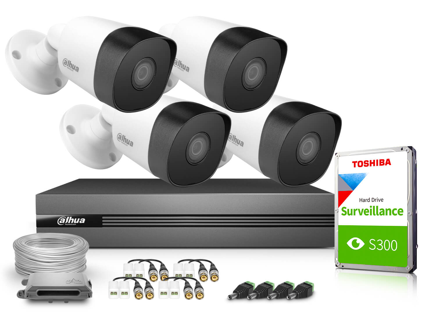 Zestaw do monitoringu Dahua 4x HAC-B2A21-0360B Full HD D-WDR 2D-DNR IR 20m