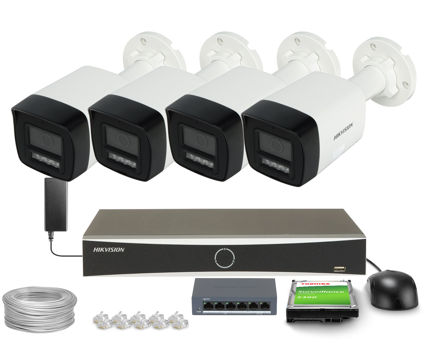 Zestaw do monitoringu Hikvision 4x DS-2CD1083G2-LIUF Smart Hybrid Light 4K