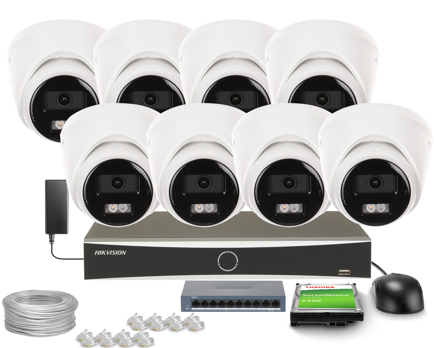 Zestaw do monitoringu Hikvision 8x DS-2CD1383G2-LIUF Smart Hybrid Light 4K