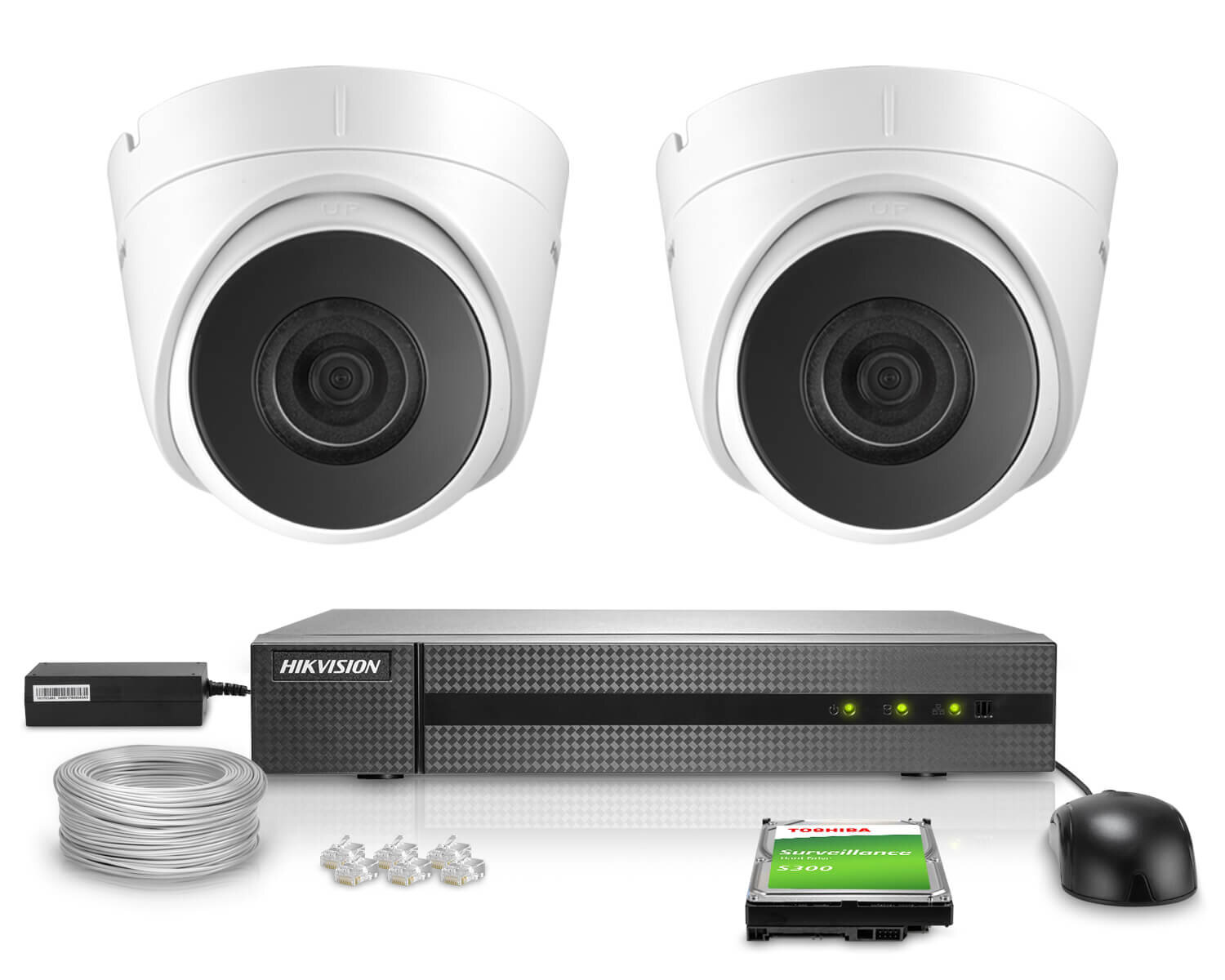 Zestaw do monitoringu IP 2x IPCAM-T4/DS-2CD1341G0-I/PL 4Mpx IR 30m Hikvision