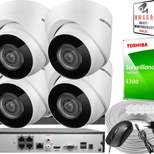 Zestaw czterech kamer IP DS-2CD1341G0-I/PL 4 Mpx, ...