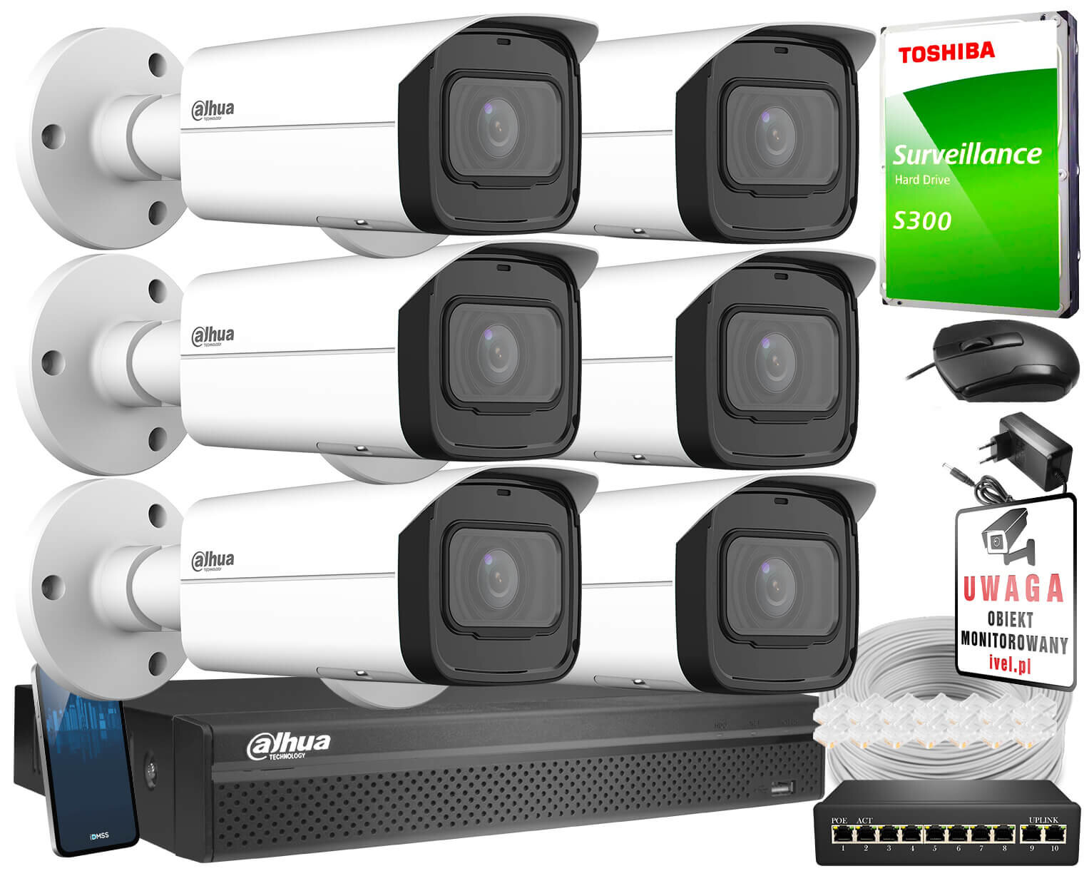 Zestaw do monitoringu IP 5Mpx Dahua 6x IPC-HFW3541T-ZAS-27135-S2