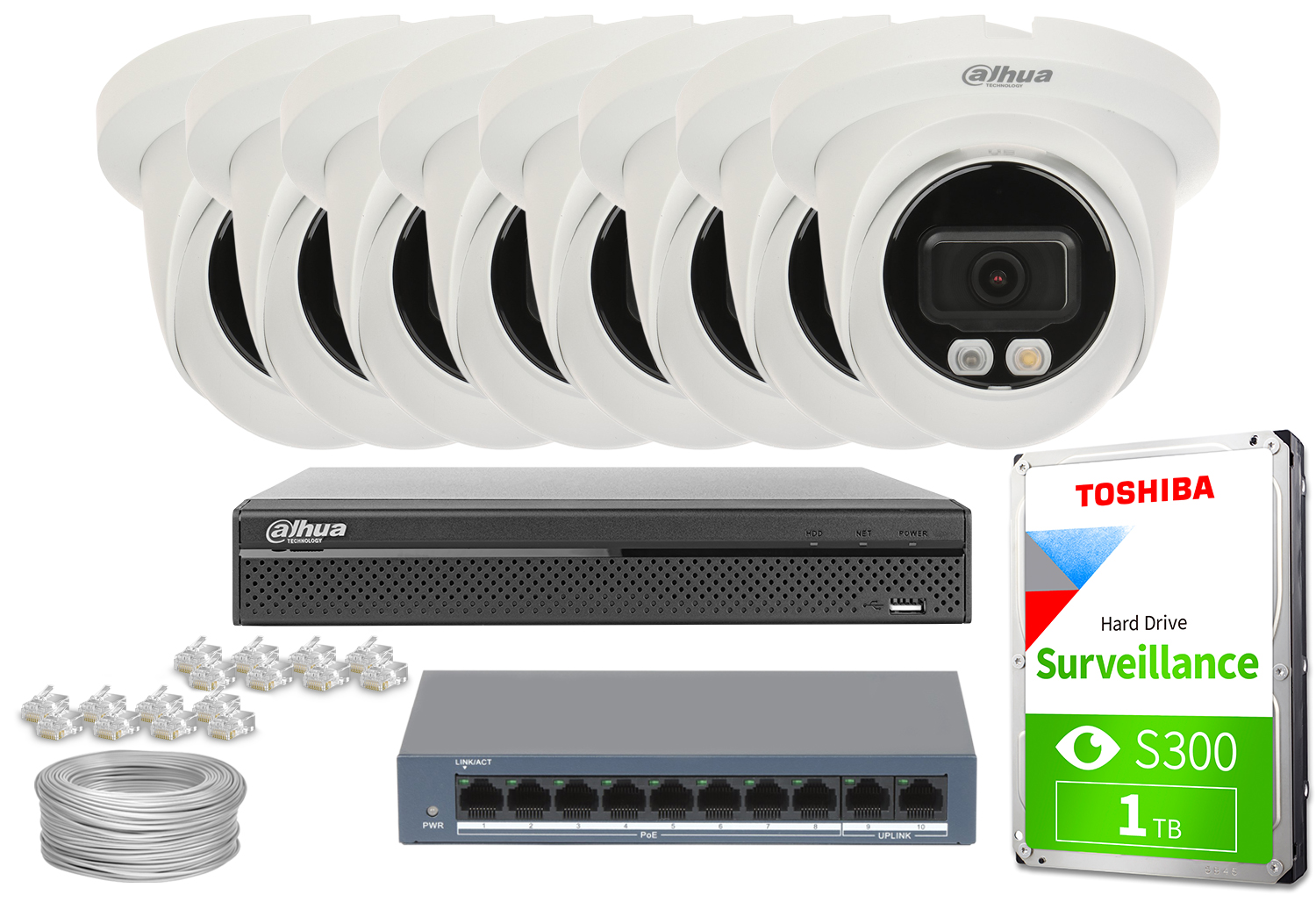 Zestaw do monitoringu IP Dahua 8x IPC-HDW2849TM-S-IL-0280B WizSense 8.3Mpx 4K UHD Dahua