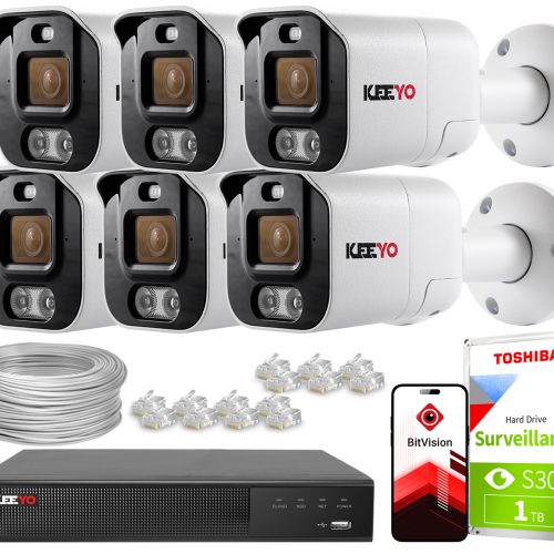 Zestaw do monitoringu IP KEEYO 6x LV-V-IP5M25TF-AD...