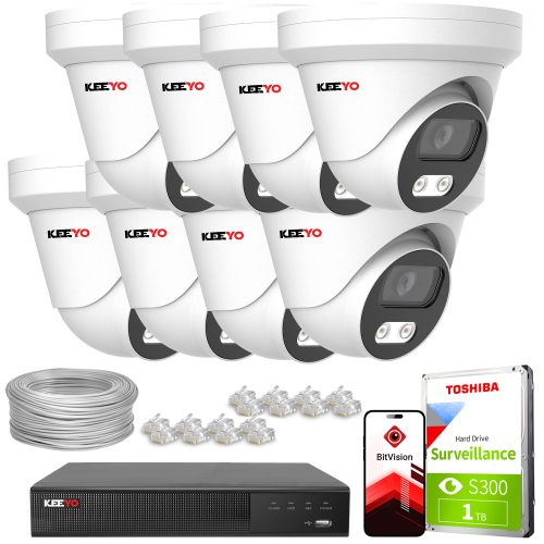 Zestaw do monitoringu IP KEEYO 8x LV-V-IP8M25DF-DL...