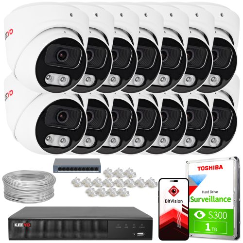Zestaw do monitoringu IP KEEYO 14x LV-V-IP8M25DF-B...
