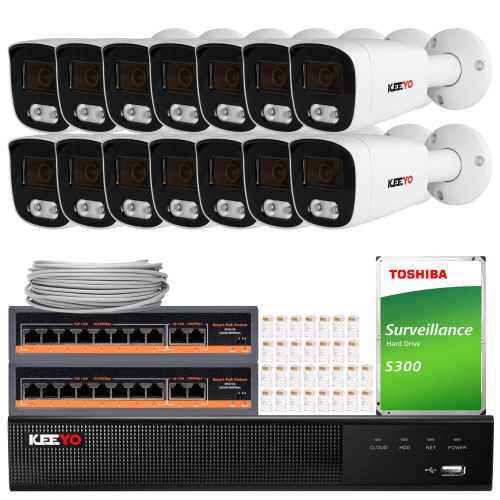 Zestaw do monitoringu KEEYO 14x LV-V-IP5M25TF-DL 5...